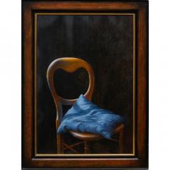 Original Still Life Oil Painting by Guy Gladwell Chair With a Blue Cushion - 1745101