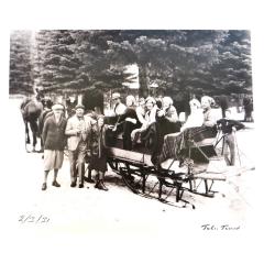 Original Vintage Photo The Lake Tahoe Area Group of People Sledding Date 1931 - 3630822