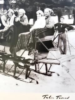 Original Vintage Photo The Lake Tahoe Area Group of People Sledding Date 1931 - 3630854