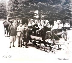 Original Vintage Photo The Lake Tahoe Area Group of People Sledding Date 1931 - 3631004