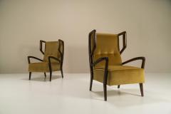 Orlando Orlandi Wingback Armchairs In Poplar And Mohair By Orlando Orlandi Italy 1950s - 3390271