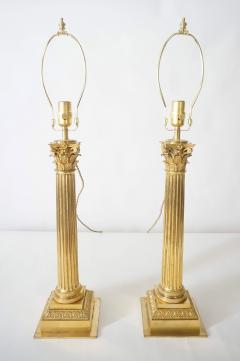 Ormolu Corinthian Column Sinumbra Base Table Lamps France circa 1825 - 3643663