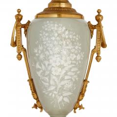 Ormolu mounted celadon porcelain and p te sur p te vase form lamp - 2926695