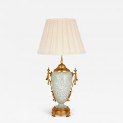 Ormolu mounted celadon porcelain and p te sur p te vase form lamp - 2927907