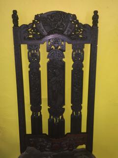 Ornate Carved Pair of Chinese Figural Victorian Chairs - 568221