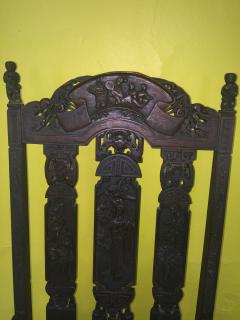 Ornate Carved Pair of Chinese Figural Victorian Chairs - 568236