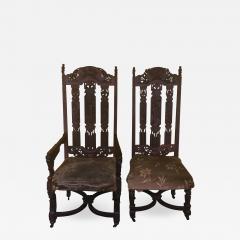 Ornate Carved Pair of Chinese Figural Victorian Chairs - 571121