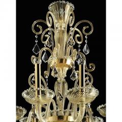 Ornate Imperial Venetian Chandelier With Gold Curled Murano Glass - 4629988