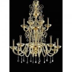 Ornate Imperial Venetian Chandelier With Gold Curled Murano Glass - 4629992