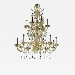 Ornate Imperial Venetian Chandelier With Gold Curled Murano Glass - 4634515