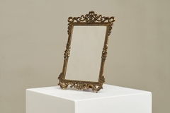 Ornate Italian Table Mirror in Patinated Silver Plated Brass Mid 20th Century - 4803399