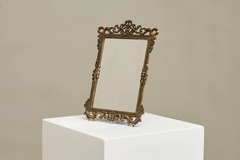 Ornate Italian Table Mirror in Patinated Silver Plated Brass Mid 20th Century - 4803487