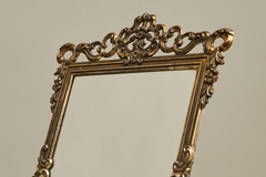 Ornate Italian Table Mirror in Patinated Silver Plated Brass Mid 20th Century - 4803511