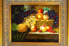 Ornately Pair of Wood Framed Oil Paintings Fruit Still Life - 555436