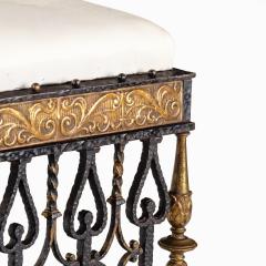 Oscar Bruno Bach A long parcel gilt wrought iron stool attributed to Oscar Bach - 2117850