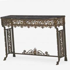 Oscar Bruno Bach Bronze and Wrought Iron Console Table and Mirror - 1180314