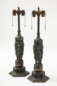 Oscar Bruno Bach RARE PAIR OF PATINATED BRONZE TABLE LAMPS BY OSCAR BRUNO BACH - 2494750