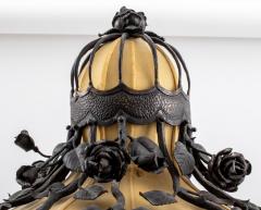 Oscar Bruno Bach Rare Mid 20th Century Bronze Iron Rose Motif Table Lamp - 3007584