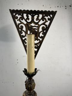 Oscar Bruno Bach UNUSUAL LARGE PAIR OF BRONZED METAL HERALDIC SHIELD LAMPS WITH RAM HEAD DESIGN - 3320015