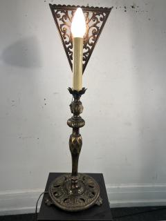 Oscar Bruno Bach UNUSUAL LARGE PAIR OF BRONZED METAL HERALDIC SHIELD LAMPS WITH RAM HEAD DESIGN - 3320016