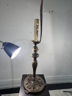 Oscar Bruno Bach UNUSUAL LARGE PAIR OF BRONZED METAL HERALDIC SHIELD LAMPS WITH RAM HEAD DESIGN - 3320025