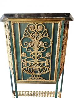 Oscar Bruno Bach Vintage Oscar Bach Attr Telephone Table or Bar Cabinet Bronze Steel Iron Marble - 2618289