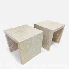 Oscar De La Renta Pair of Oscar De La Renta Mother of Pearl Side Tables - 3296132