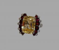 Oscar Heyman natural golden sapphire and ruby ring - 1135340