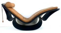 Oscar Niemeyer Oscar Niemeyer Ebonized Ash Leather Rio Chaise Longue Manufactured by Fasem - 3946542