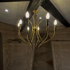 Oscar Torlasco Elegant Airy Chandelier Eight Arms Warm Brass by Oscar Torlasco 1950s Italy - 2142435