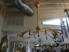 Oscar Torlasco Italian Midcentury Brass Chandelier Attributed to Oscar Torlasco - 3649931