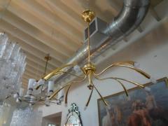 Oscar Torlasco Italian Midcentury Brass Chandelier Attributed to Oscar Torlasco - 3649991