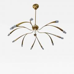 Oscar Torlasco Italian Midcentury Brass Chandelier Attributed to Oscar Torlasco - 3655196