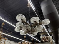 Oscar Torlasco Italian Modern Chrome Stainless and Glass Chandelier by Oscar Torlasco - 4702153
