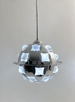 Oscar Torlasco Mid Century Chrome Glass Suspension Light by Oscar Torlasco - 3202658