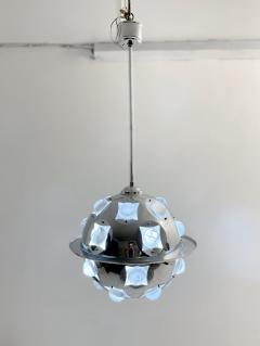 Oscar Torlasco Mid Century Chrome Glass Suspension Light by Oscar Torlasco - 3202659