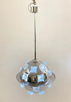 Oscar Torlasco Mid Century Chrome Glass Suspension Light by Oscar Torlasco - 3202663