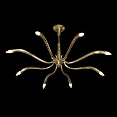 Oscar Torlasco Mid Century Polished Brass 8 Arm Sculptural Chandelier by Oscar Torlasco - 4792447