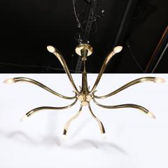 Oscar Torlasco Mid Century Polished Brass 8 Arm Sculptural Chandelier by Oscar Torlasco - 4792450