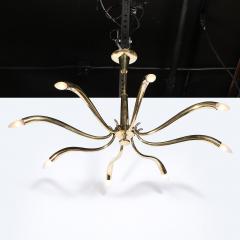 Oscar Torlasco Mid Century Polished Brass 8 Arm Sculptural Chandelier by Oscar Torlasco - 4792468