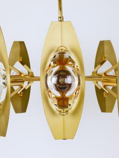 Oscar Torlasco Oscar Torlasco 25 Brass Chandelier with Optical Prism Lenses Italy 1970s - 4298748