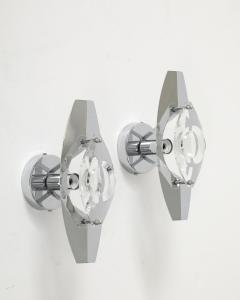 Oscar Torlasco Oscar Torlasco Italian Chrome Crystal Sconces - 4296726