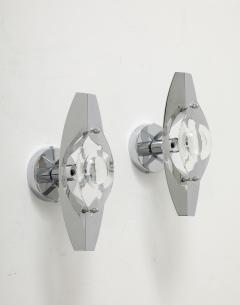Oscar Torlasco Oscar Torlasco Italian Chrome Crystal Sconces - 4296727