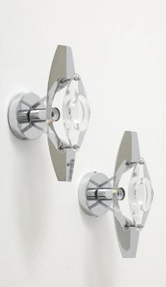 Oscar Torlasco Oscar Torlasco Italian Chrome Crystal Sconces - 4296730