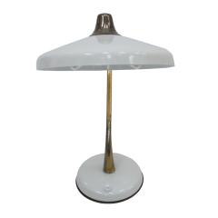 Oscar Torlasco Oscar Torlasco Mid Century Modern White Steel And Brass Table Lamp Italy 50s - 864998