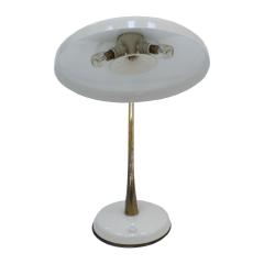 Oscar Torlasco Oscar Torlasco Mid Century Modern White Steel And Brass Table Lamp Italy 50s - 865000