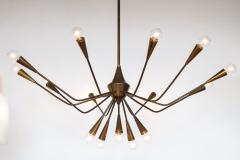 Oscar Torlasco Oscar Torlasco Patinated Brass Modernist 15 arm Chandelier - 1996866