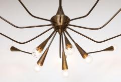 Oscar Torlasco Oscar Torlasco Patinated Brass Modernist 15 arm Chandelier - 1996882