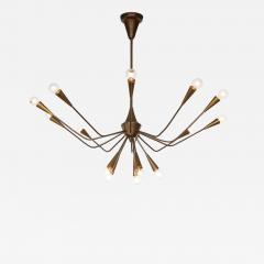 Oscar Torlasco Oscar Torlasco Patinated Brass Modernist 15 arm Chandelier - 1997449