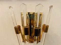 Oscar Torlasco Pair of 1970s Oscar Torlasco Golden Crystal Wall Lights - 1626030